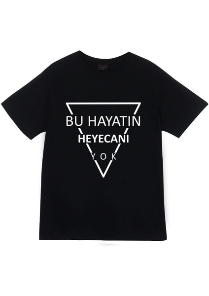 Gazapizm Heyecanı Yok Baskılı Unisex Siyah %100 Pamuk T-Shirt