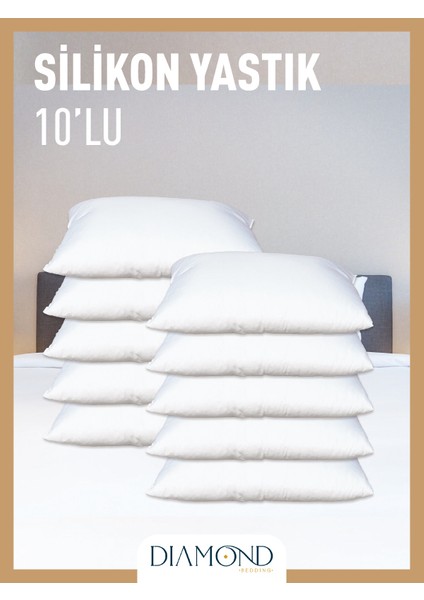 10 Adet Silikon Yastık 800 gr Mikrofiber Kumaş Silikon Elyaf Dolgulu Ev Otel 10'lu Çeyiz Yastığı modelleri