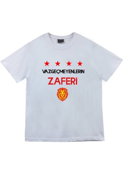 Unisex Beyaz Vazgeçmeyenlerin Zaferi Yazılı T-Shirt