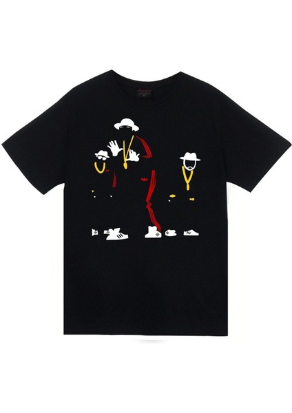 Unisex Siyah Run Dmc Baskılı T-Shirt