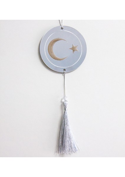 Araba Dikiz Aynası Süsü Pleksi Ay Yıldız Türk Bayraklı Gümüş Standart