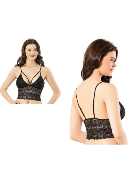 Defnem 8137 Kadın Büstiyer - Kaşkorse Dantelli Petli Crop modelleri