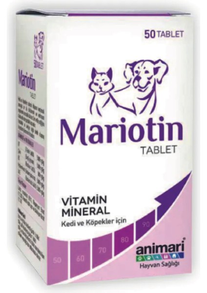 Mariotin Kedi ve Köpekler İçin Vitamin Mineral Tablet 50 adet