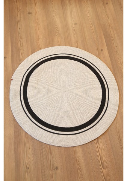 Siyah Beyaz Düz Model Jüt Halı Kilim