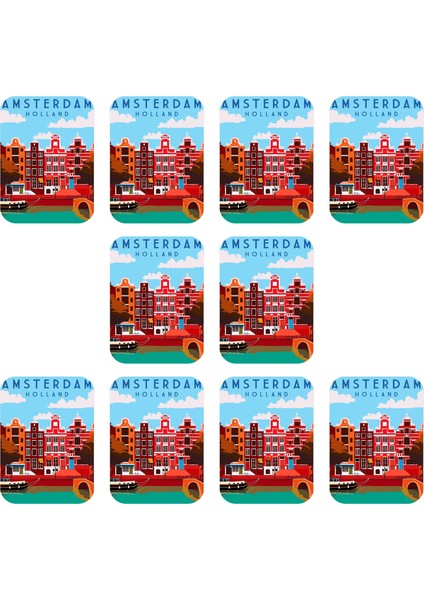 Buzdolabı Magneti - 10 Adet Hollanda Amsterdam Magneti