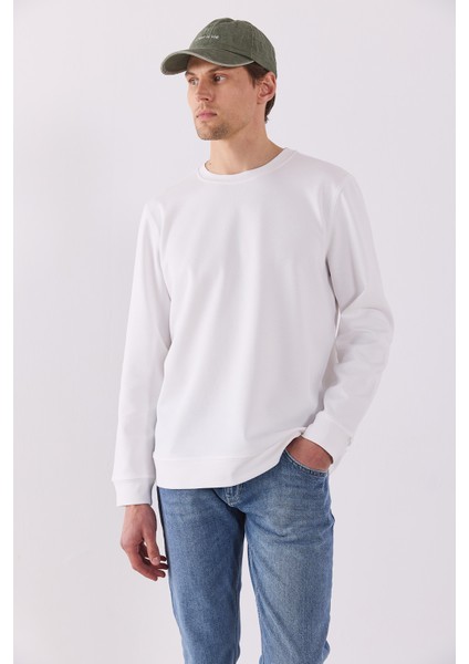 Rich Bisiklet Yaka Regular Fit Basic Sweatshirt - Fildişi