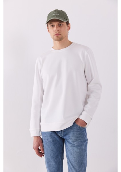 Rich Bisiklet Yaka Regular Fit Basic Sweatshirt - Fildişi fiyatları