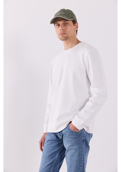 Rich Bisiklet Yaka Regular Fit Basic Sweatshirt - Fildişi modelleri