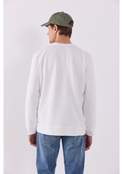 Rich Bisiklet Yaka Regular Fit Basic Sweatshirt - Fildişi indirimleri