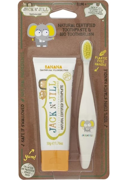 Banana + Elephant (Doğal Sertifikalı) Diş Fırça & Macun Buddy Set