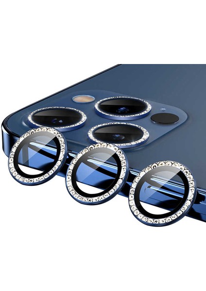 Apple iPhone 12 Pro Max Uyumlu Cl-06 Kamera Lens Koruyucu-Mavi