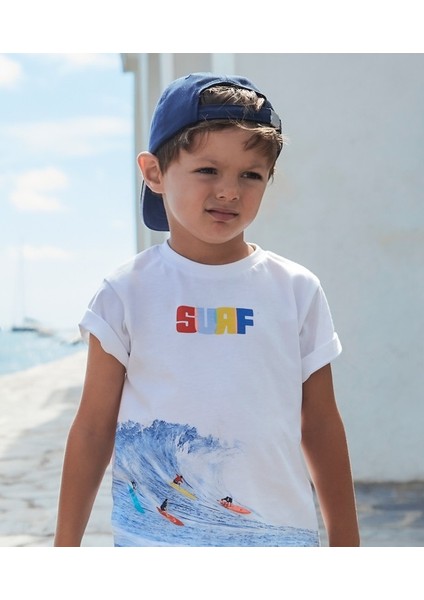 04-10 Yaş Mayoral Surf Bermuda Mavi-Beyaz T-Shırt Takım - Mavi