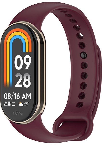 Xiaomi Mi Band 8 Serisi Klasik Kordon Silikon Strap Kayış-Koyu Kırmızı