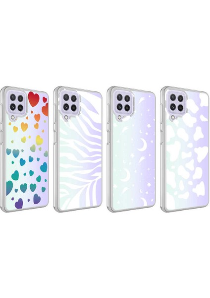 Galaxy A22 4g Kılıf Tqr M-Blue Desenli Kapak-Moon No4