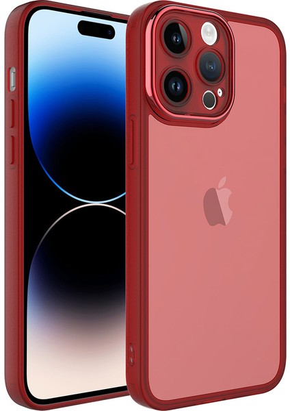 Apple iPhone 14 Pro Max Kılıf Kamera Korumalı Transparan Post Kapak-Kırmızı