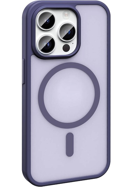 Apple iPhone 14 Pro Max Kılıf Magsafe Şarj Özellikli Mat Arka Yüzey Tqr Sio Kapak-Gri
