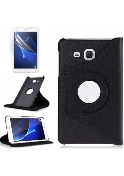 Samsung Galaxy Tab 4 T280 Uyumlu Dönebilen Standlı Kılıf-Siyah
