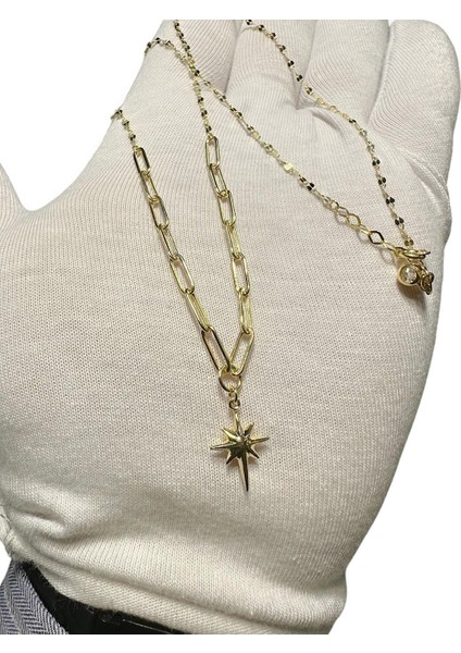 Italyan Işıltılı Ataç Zincir Kutup Yıldızı Çok Şık Günlük Altın Kolye fiyatları