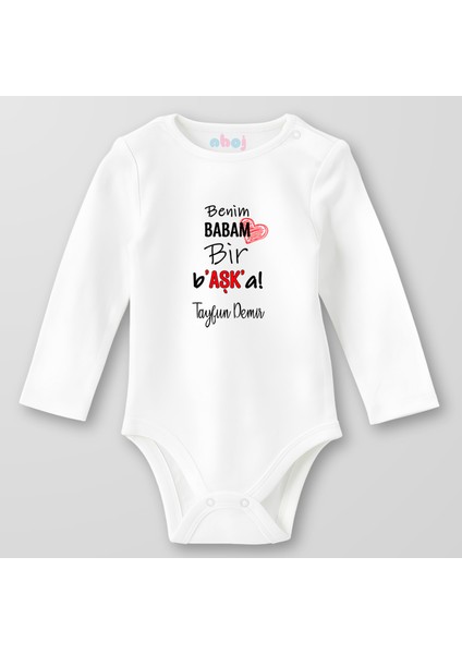 Organik Pamuk Benim Babam Bir Başka Bebek Body Çıtçıtlı Zıbın Badi Uzun Kol