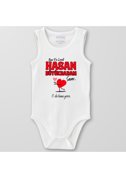 Organik Pamuk Beni En Çok Büyükbabam Sever Bebek Body Çıtçıtlı Zıbın Badi Kolsuz