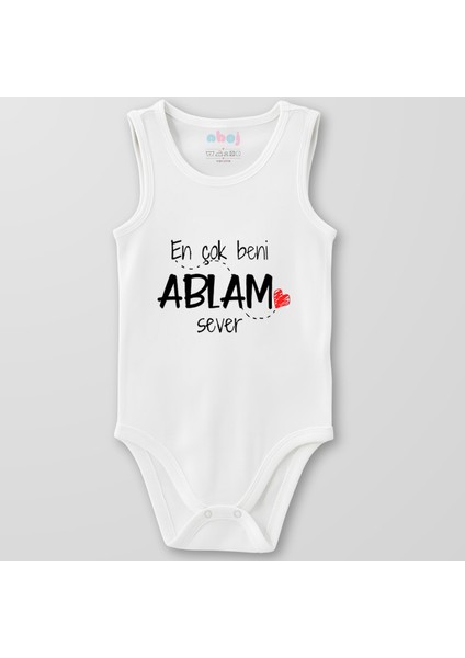 Organik Pamuk En Çok Beni Ablam Sever Bebek Body Çıtçıtlı Zıbın Badi Kolsuz