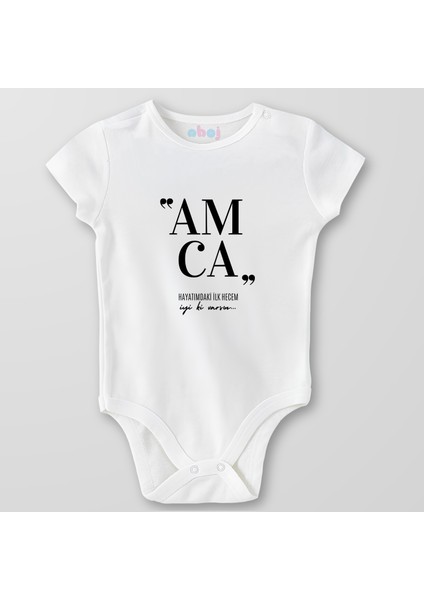 Organik Pamuk Amca Hayatımdaki Ilk Hecem Bebek Body Çıtçıtlı Zıbın Badi Kısa Kol