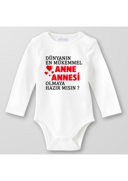 Organik Pamuk Dünyanın En Mükemmel Anneannesi Olmaya Hazır Mısın? Bebek Body Çıtçıtlı Zıbın Badi Uzun Kol