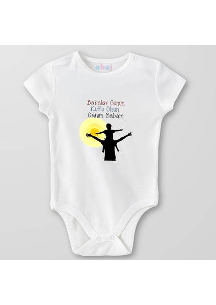 Organik Pamuk Babalar Günün Kutlu Olsun Canım Babam Bebek Body Çıtçıtlı Zıbın Badi Kısa Kol