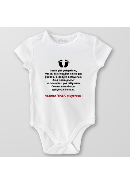 Organik Pamuk Hazırlan Baba Oluyorsun Bebek Body Çıtçıtlı Zıbın Badi Kısa Kol