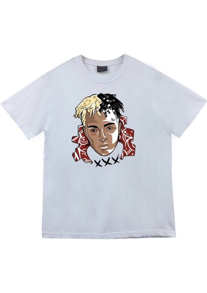 Xxxtentacion Baskılı Unisex %100 Pamuk Beyaz T-Shirt