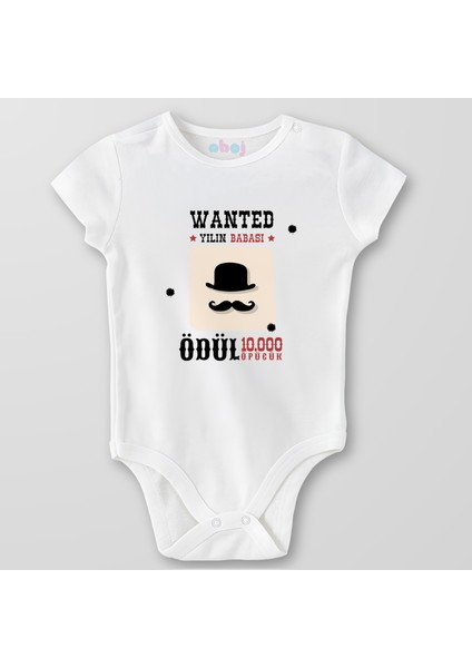 Organik Pamuk Wanted Yılın Babası Bebek Body Çıtçıtlı Zıbın Badi Kısa Kol