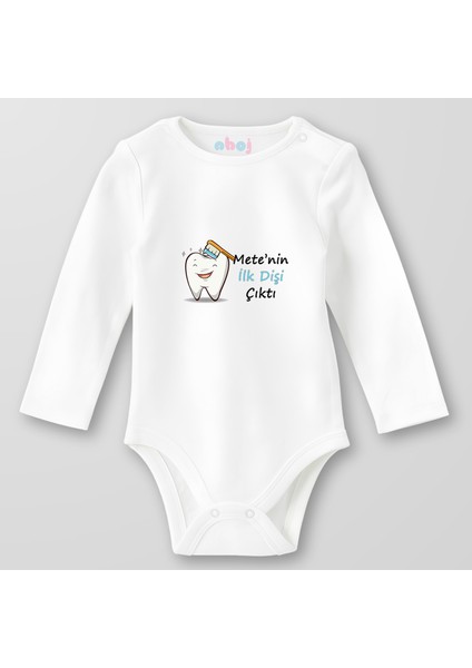 Organik Pamuk Ilk Diş Erkek Bebek Bebek Body Çıtçıtlı Zıbın Badi Uzun Kol