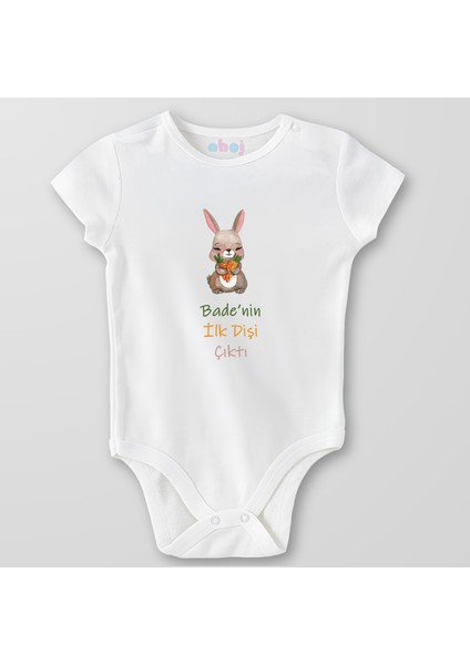 Organik Pamuk Kız Bebek Dişi Çıktı Tavşanlı Bebek Body Çıtçıtlı Zıbın Badi Kısa Kol