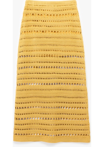 Yarım Astarlı Beli Bağcıklı Uzun Kroşe Etek fiyatları