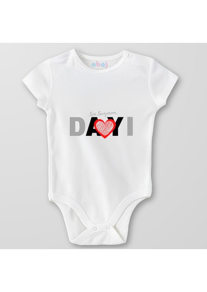 Organik Pamuk Seni Seviyorum Dayı Bebek Body Çıtçıtlı Zıbın Badi Kısa Kol