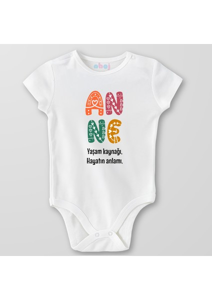 Organik Pamuk Anne Yaşam Kaynağı Bebek Body Çıtçıtlı Zıbın Badi Kısa Kol