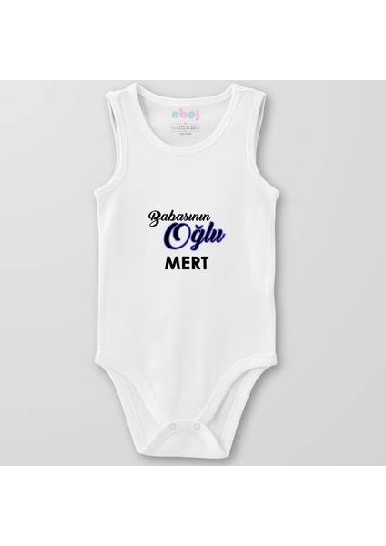 Organik Pamuk Babasının Oğlu Mert Bebek Body Çıtçıtlı Zıbın Badi Kolsuz