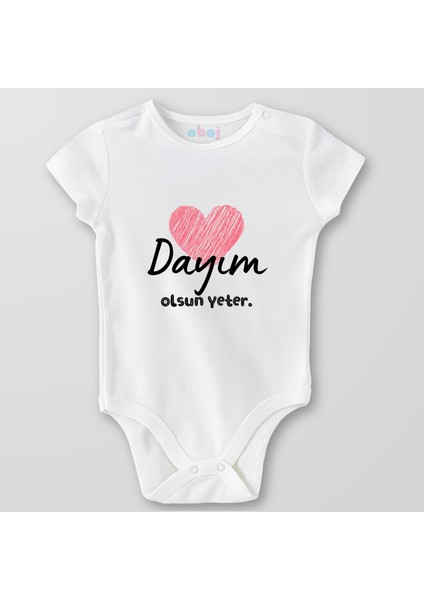 Organik Pamuk Dayım Olsun Yeter Bebek Body Çıtçıtlı Zıbın Badi Kısa Kol