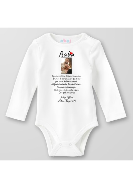 Organik Pamuk Canım Babam Ilk Kahramanım Bebek Body Çıtçıtlı Zıbın Badi Uzun Kol