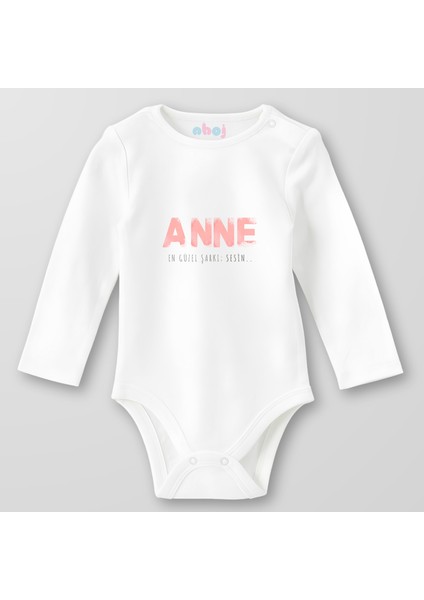 Organik Pamuk Anne En Güzel Şarkı Sensin Bebek Body Çıtçıtlı Zıbın Badi Uzun Kol