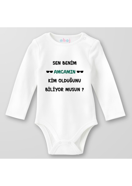 Organik Pamuk Sen Benim Amcamın Kim Olduğunu Biliyor Musun Bebek Body Çıtçıtlı Zıbın Badi Uzun Kol