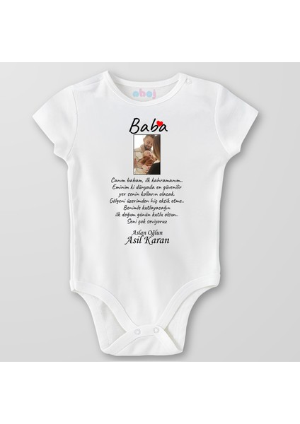 Organik Pamuk Canım Babam Ilk Kahramanım Bebek Body Çıtçıtlı Zıbın Badi Kısa Kol