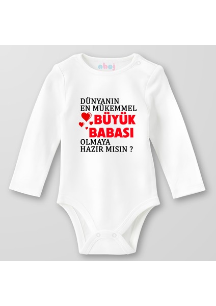 Organik Pamuk Dünyanın En Mükemmel Büyükbabası Olmaya Hazır Mısın? Bebek Body Çıtçıtlı Zıbın Badi Uzun Kol