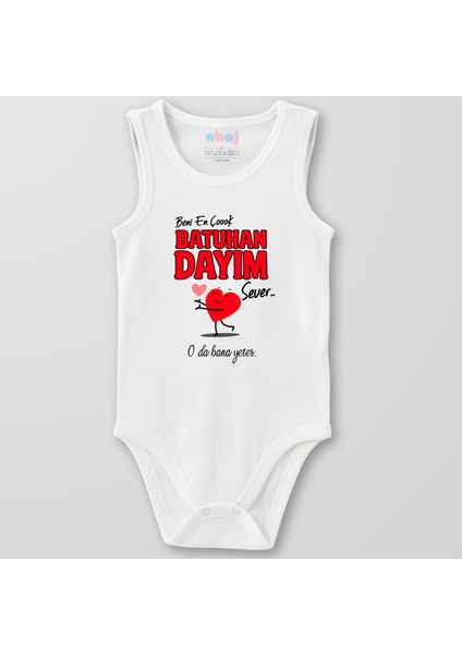 Organik Pamuk Beni En Çok Dayım Sever Bebek Body Çıtçıtlı Zıbın Badi Kolsuz