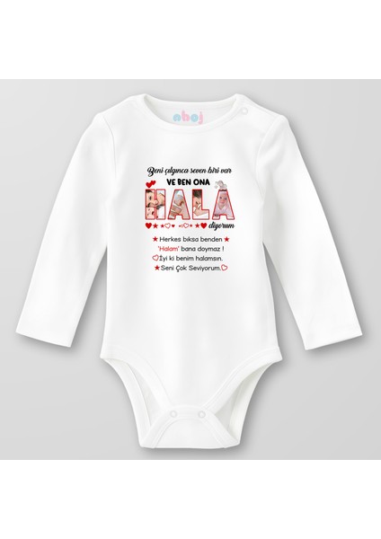 Organik Pamuk Beni Çılgınca Seven Biri Var: Hala Bebek Body Çıtçıtlı Zıbın Badi Uzun Kol