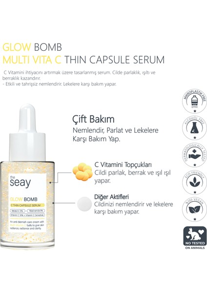 Glow Bomb Multi C Vitamini Thin Kapsül Serum | Aydınlatıcı, Parlatıcı ve Leke Önleyici | Nemlendirici
