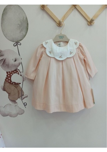 Tongs Bebe Yaka Tütü Astarlı Kız Bebek Elbisesi