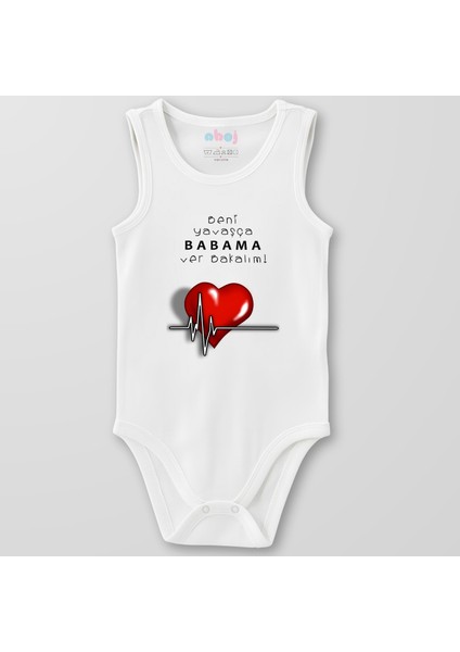 Organik Pamuk Beni Yavaşça Babama Ver Bakalım Bebek Body Çıtçıtlı Zıbın Badi Kolsuz