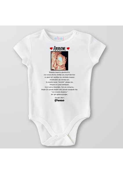 Organik Pamuk Annem Ilk Göz Ağrım Bebek Body Çıtçıtlı Zıbın Badi Kısa Kol