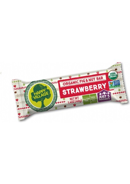 Organik Çilek&incir&fındık Bar -Meyve Barı- Organik Meyve Barı- Glutensiz- Vegan40 gr x 16 Ad.